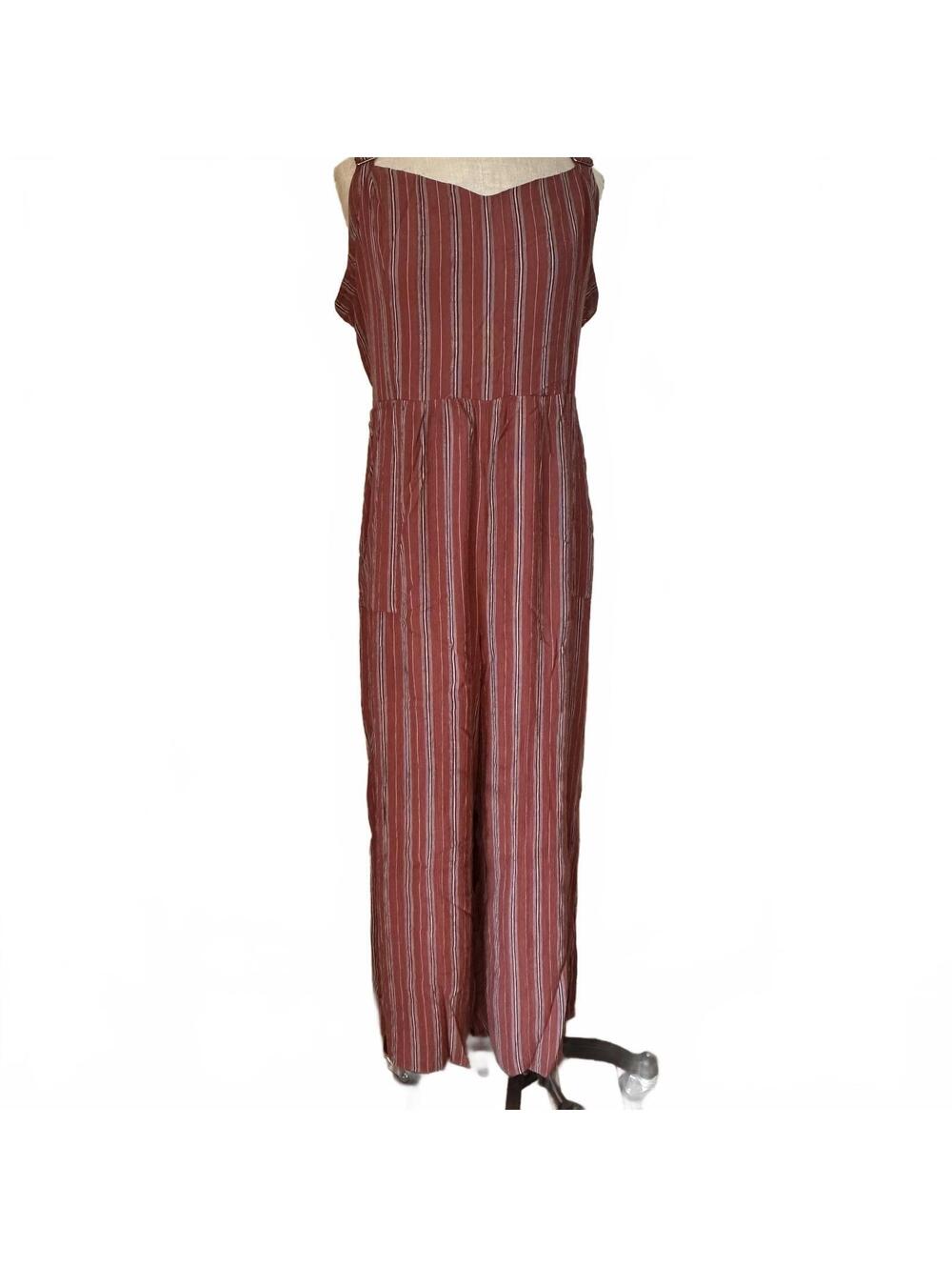 American Eagle XL Striped Wide Leg Jumpsuit Rust Red Boho